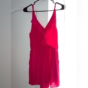 Hot pink ruffle romper size M